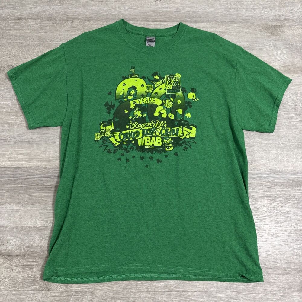 WBAB Shirt 102.3 Roger And JP 20 Years Long Island Men’s Green Large Radio Tee